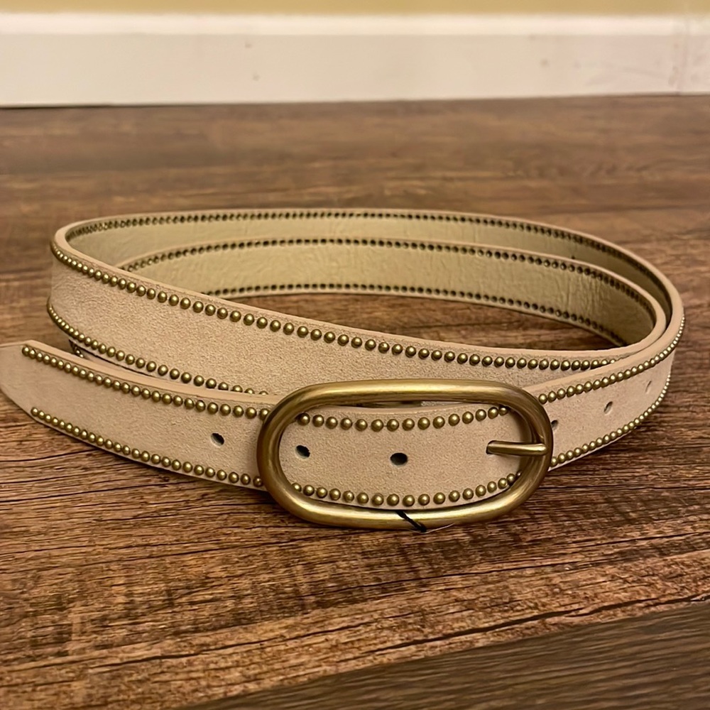 Banana Republic Daze Studded Suede Belt Italian Leather light tan XXL NWT